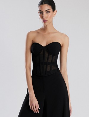BCBGMAXAZRIA Strapless Bustier Üstler Siyah | QSO73786