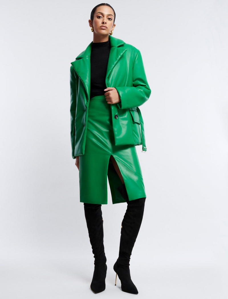 BCBGMAXAZRIA Belted Faux Deri Mont Yeşil | HJJ05158