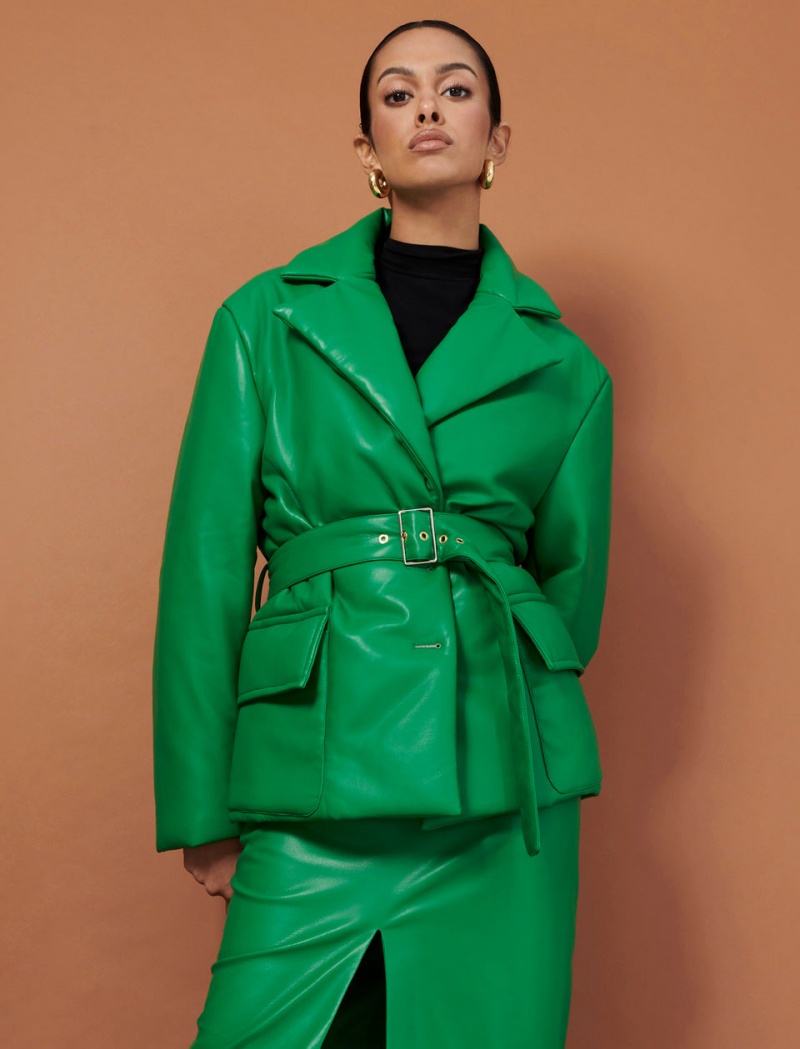 BCBGMAXAZRIA Belted Faux Deri Mont Yeşil | HJJ05158
