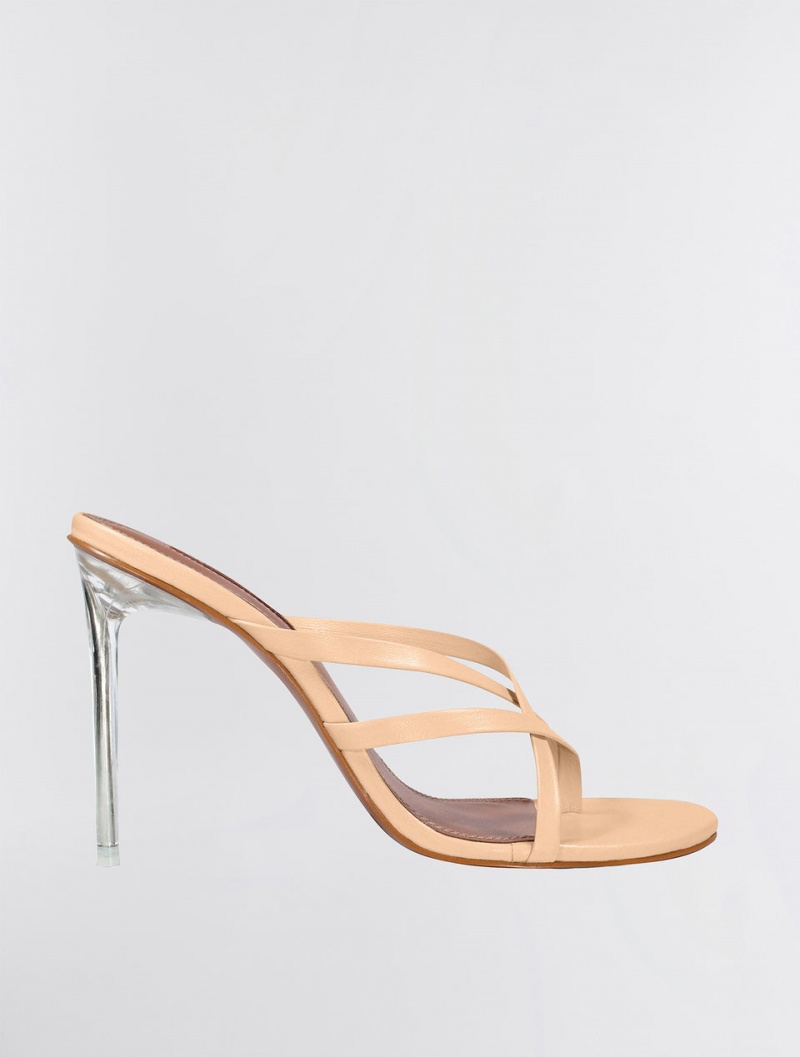 BCBGMAXAZRIA Davey Askısı Sandal Topuklu Ayakkabılar Bej Rengi | NXH76336