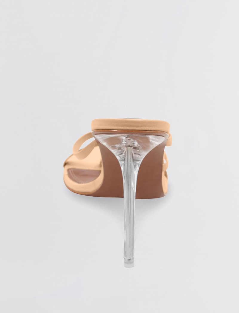 BCBGMAXAZRIA Davey Askısı Sandal Topuklu Ayakkabılar Bej Rengi | NXH76336