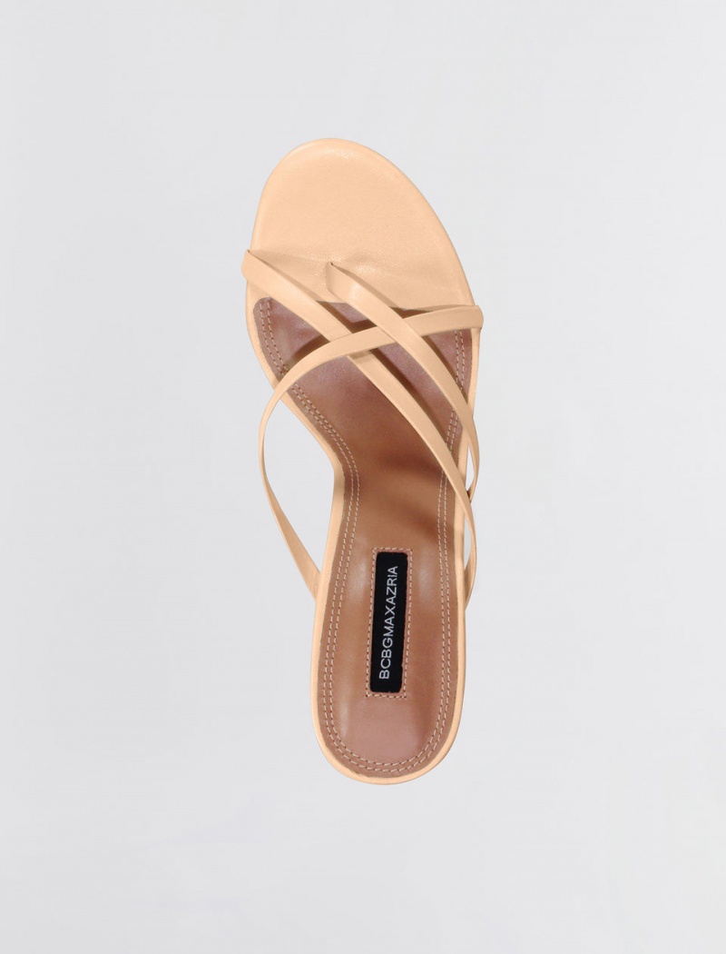 BCBGMAXAZRIA Davey Askısı Sandal Topuklu Ayakkabılar Bej Rengi | NXH76336