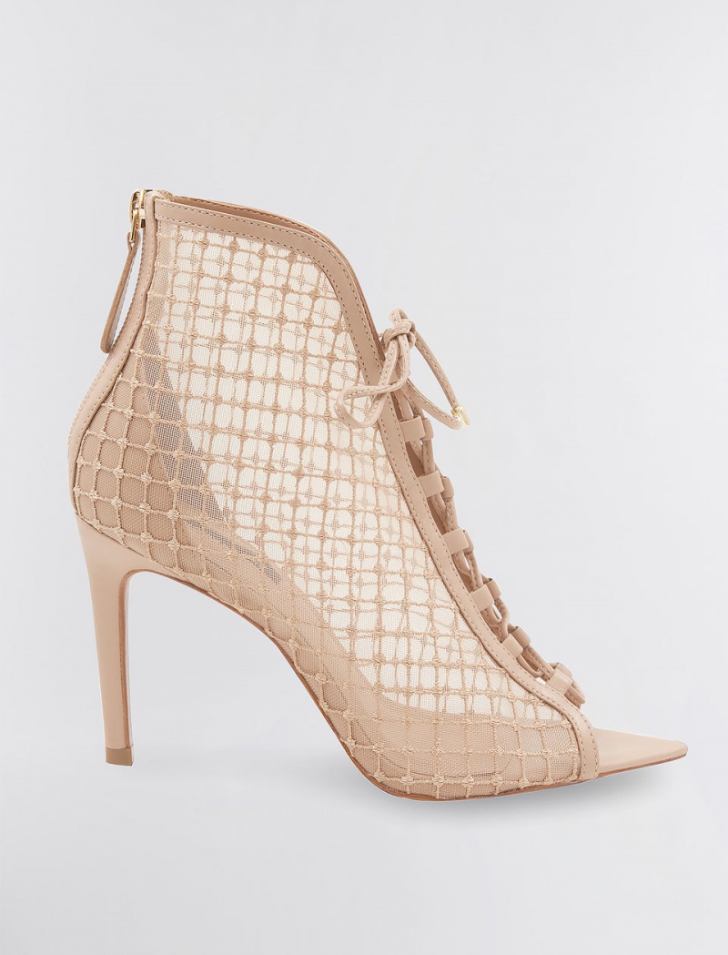 BCBGMAXAZRIA Ellise Mesh Dantel-Up Bot Bej Rengi | BXY48952