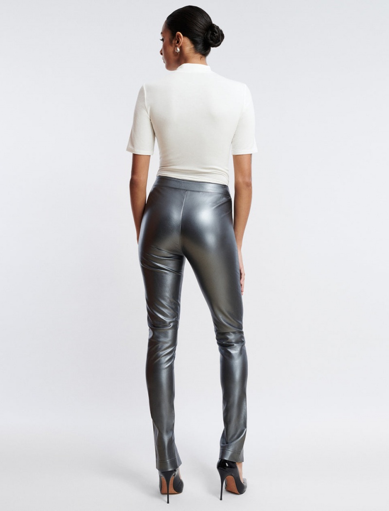 BCBGMAXAZRIA Faux Deri Slim Pantolon Gri | OVO49452