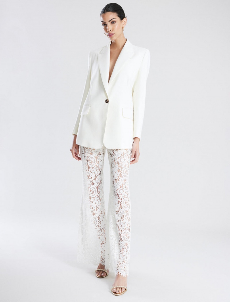 BCBGMAXAZRIA Geniş-Leg Dantel Pantolon Beyaz | MUJ07949