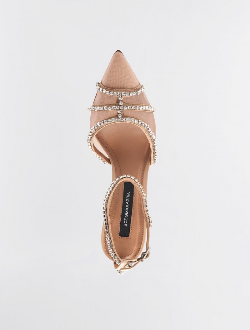 BCBGMAXAZRIA Navino Sparkle Mesh Heel Stiletto Bej Rengi | FBJ14893