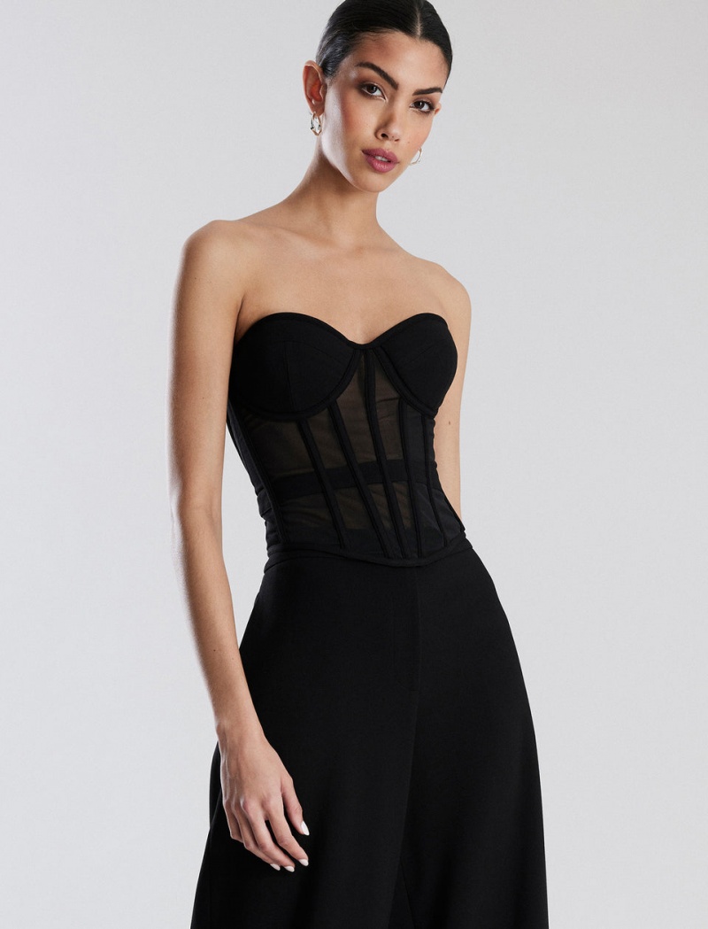 BCBGMAXAZRIA Strapless Bustier Üstler Siyah | QSO73786