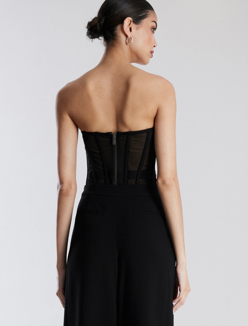 BCBGMAXAZRIA Strapless Bustier Üstler Siyah | QSO73786