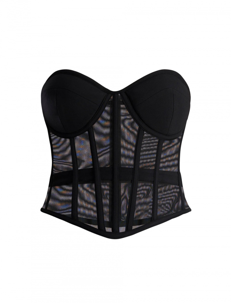 BCBGMAXAZRIA Strapless Bustier Üstler Siyah | QSO73786