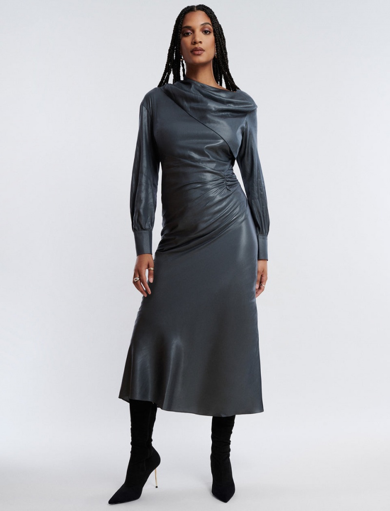 BCBGMAXAZRIA Wylie Midi Elbise Gri | VOP82835