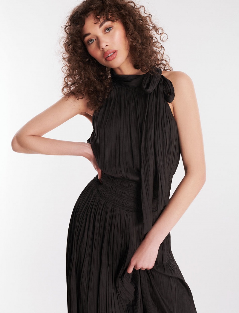 BCBGMAXAZRIA Xenia Halter Gown Uzun Elbise Siyah | LFT73309